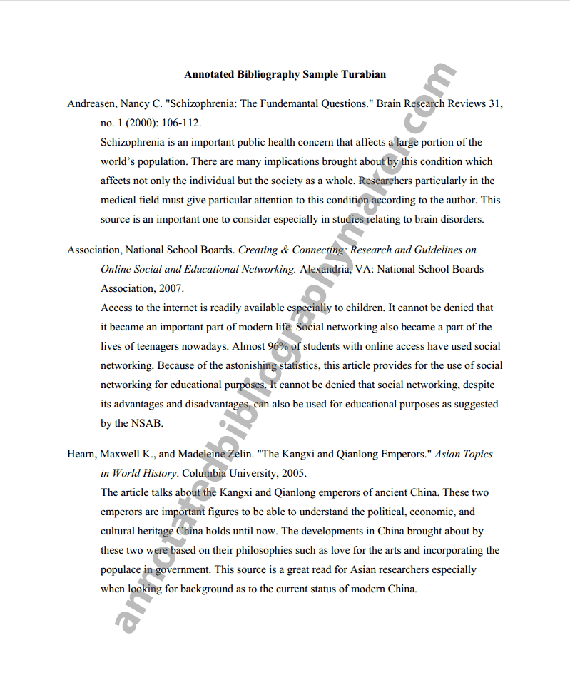 Turabian Annotated Bibliography Annotated Bibliography Maker